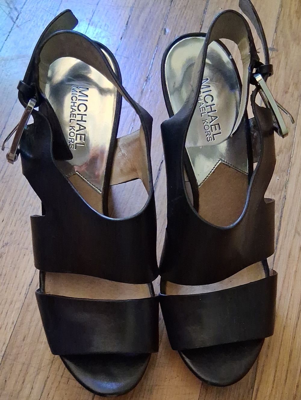 Michael Kors Black Leather Cutout Slingback Heels
